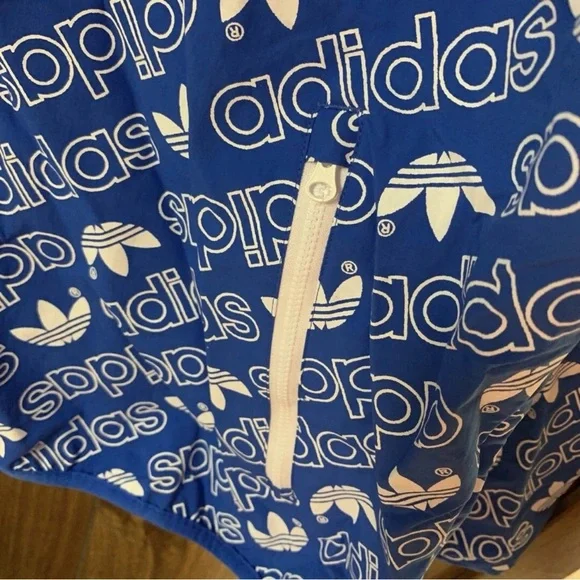 Adidas Men Jacket AOP Windbre Blue print white logo Windbreaker CE1550 Sz M